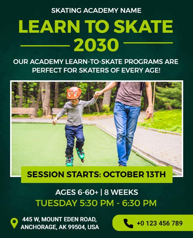 Kids and Adults Skating Lessons Flyer Template