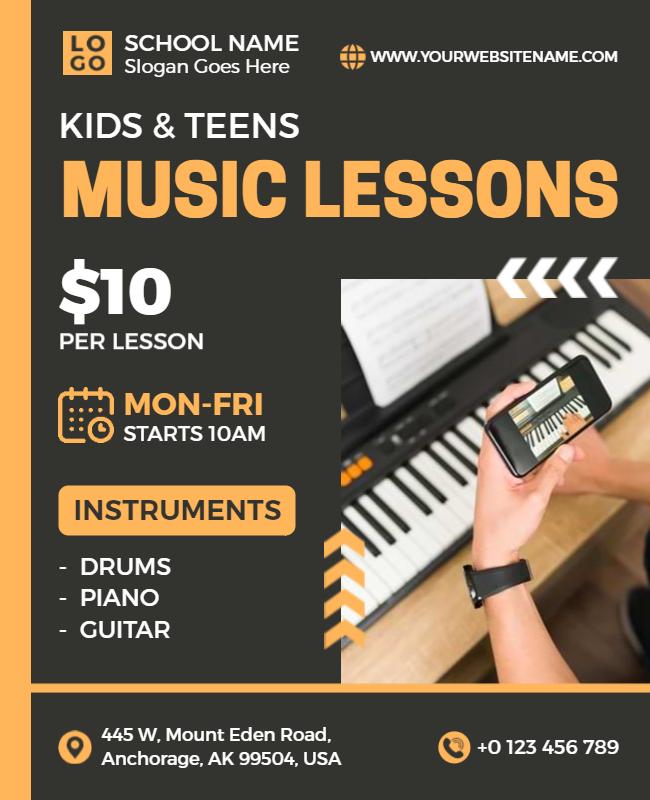 Kids and Teens Music Lessons Flyer Template