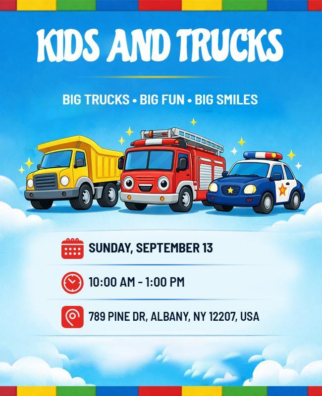Kids and Trucks Event Flyer Template