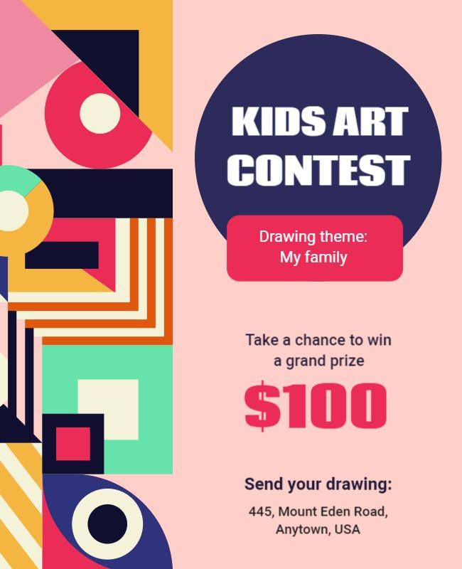 Kids Art Contest Drawing Competition Flyer Template