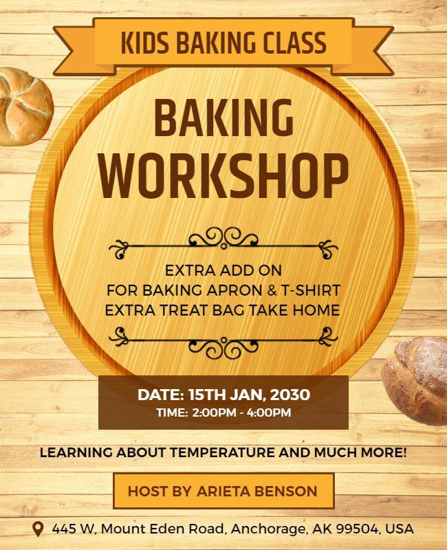 Kids Baking Workshop Promotional Flyer Template