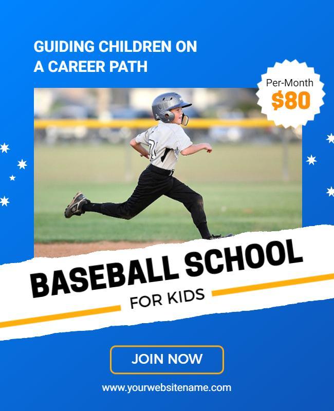 Kids Baseball School Enrollment Flyer Template