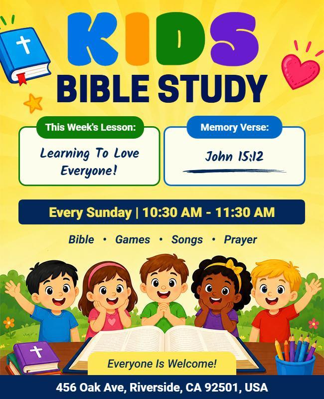 Kids Bible Study Event Flyer Template