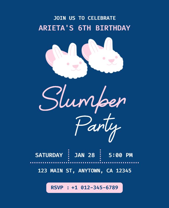 Kids Birthday Slumber Party Invitation Flyer Template