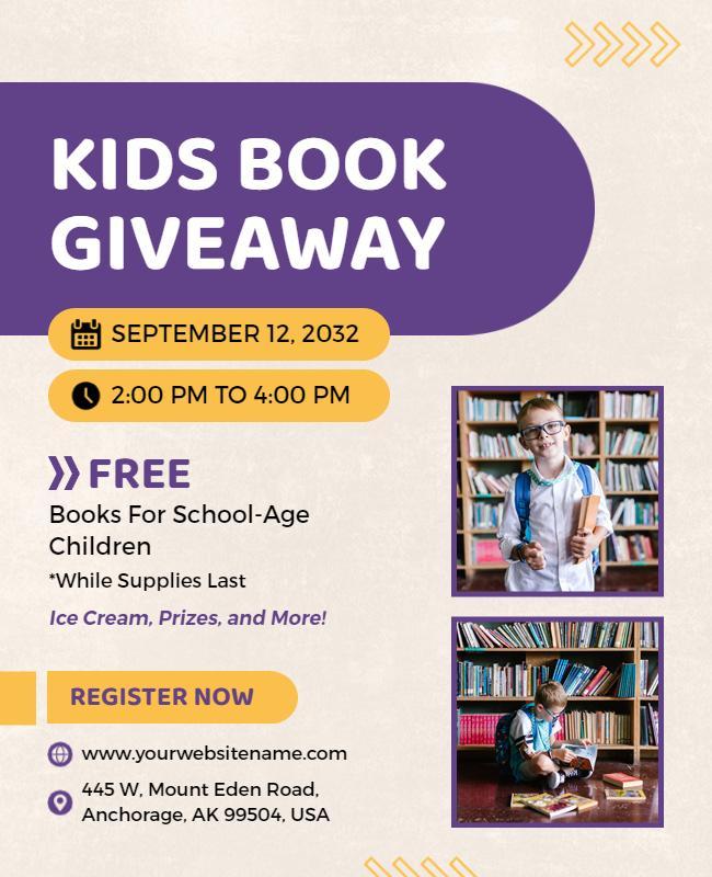 Kids Book Giveaway Event Flyer Template