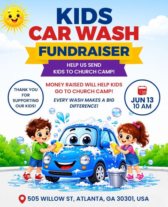 Kids Car Wash Fundraiser Event Flyer Template