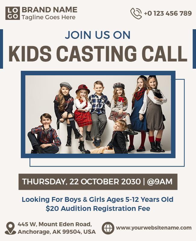 Kids Casting Call Event Flyer Template