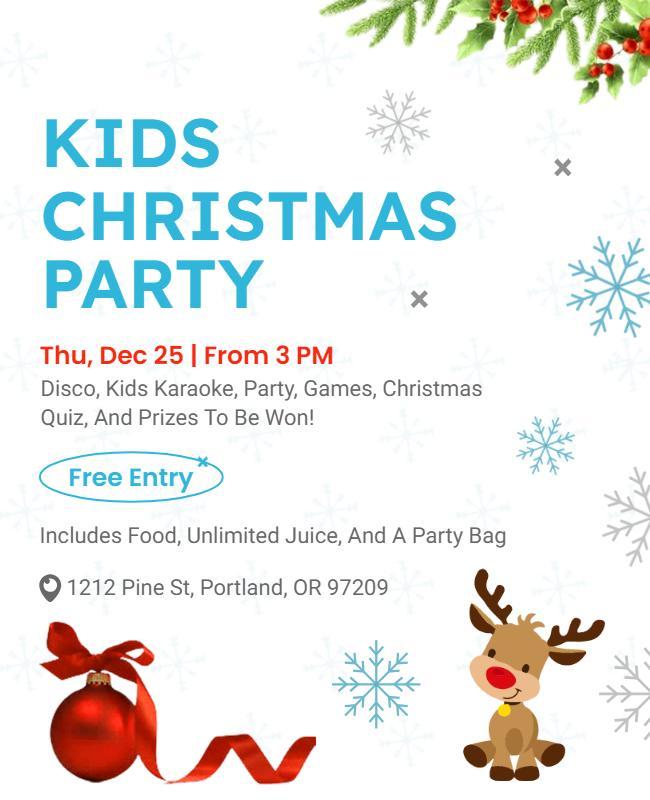 Kids Christmas Holiday Party Flyer Template