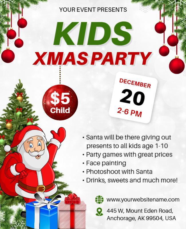 Kids Christmas Party Event Flyer Template