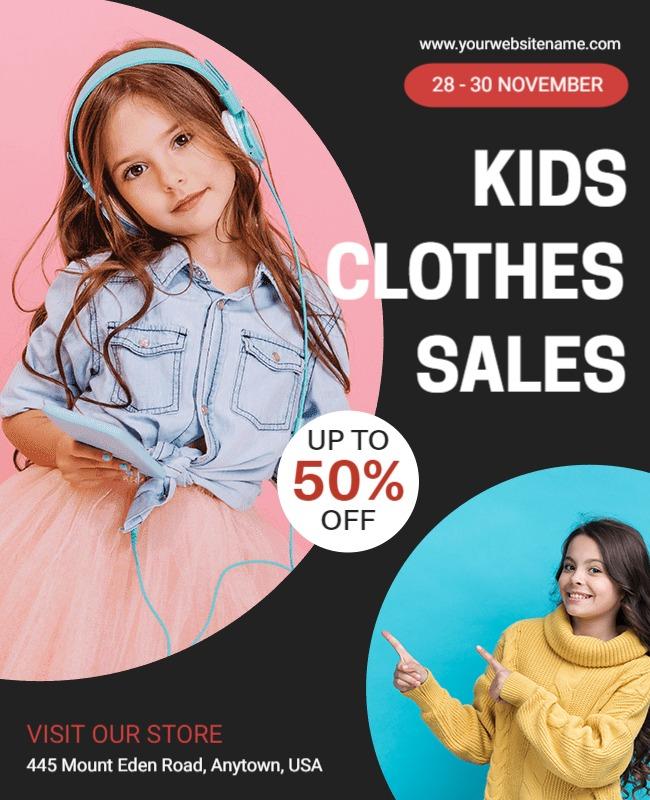 Kids Clothes Sales Discount Promotion Flyer Template