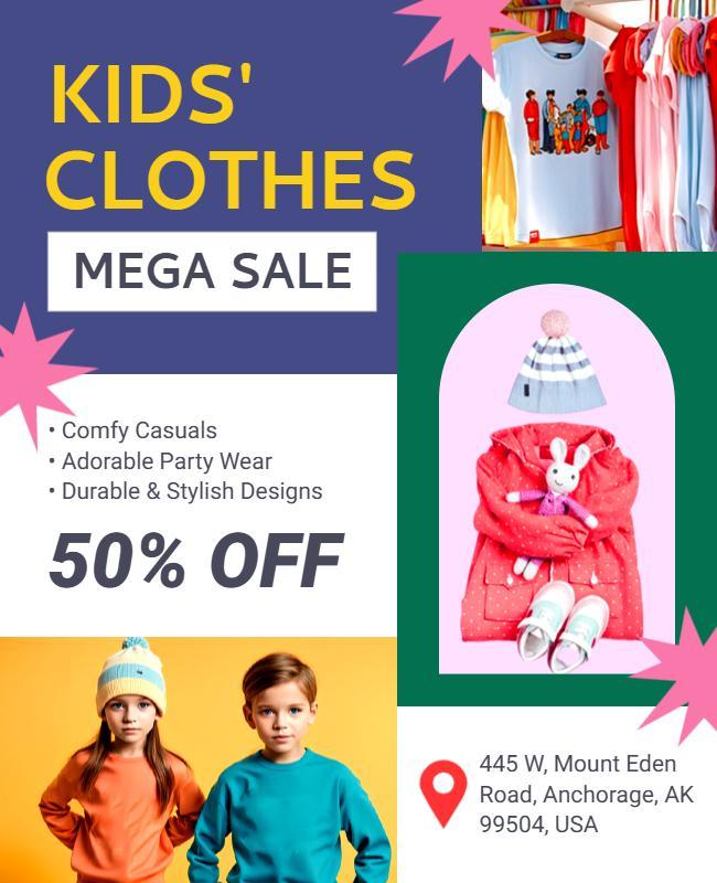 Kids' Clothing Mega Sale Discount Flyer Template