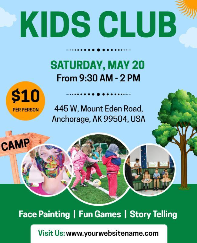 Kids Club Summer Camp Activity Flyer Template