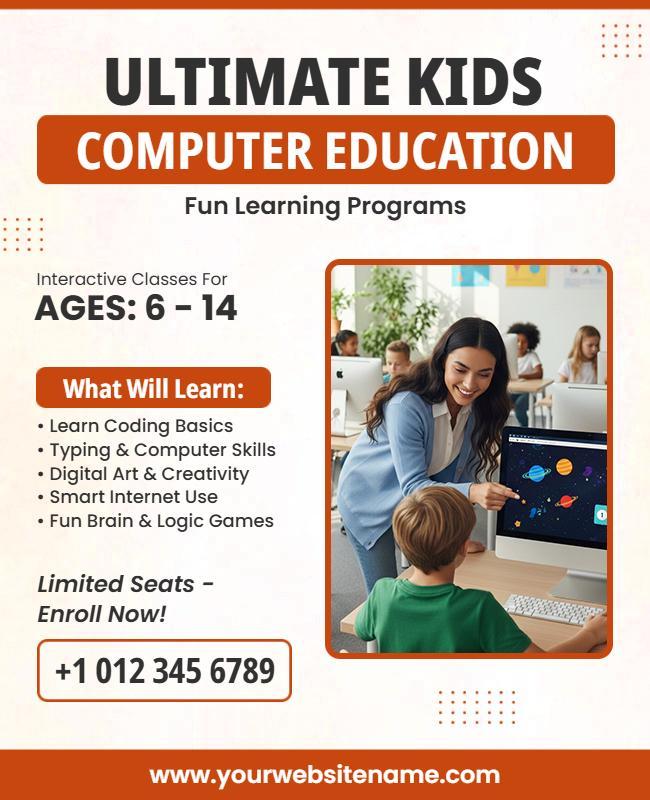 Kids Computer Education Program Flyer Template