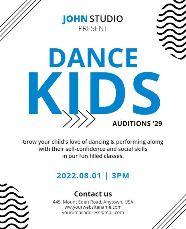 Kids Dance Auditions Announcement Flyer Template