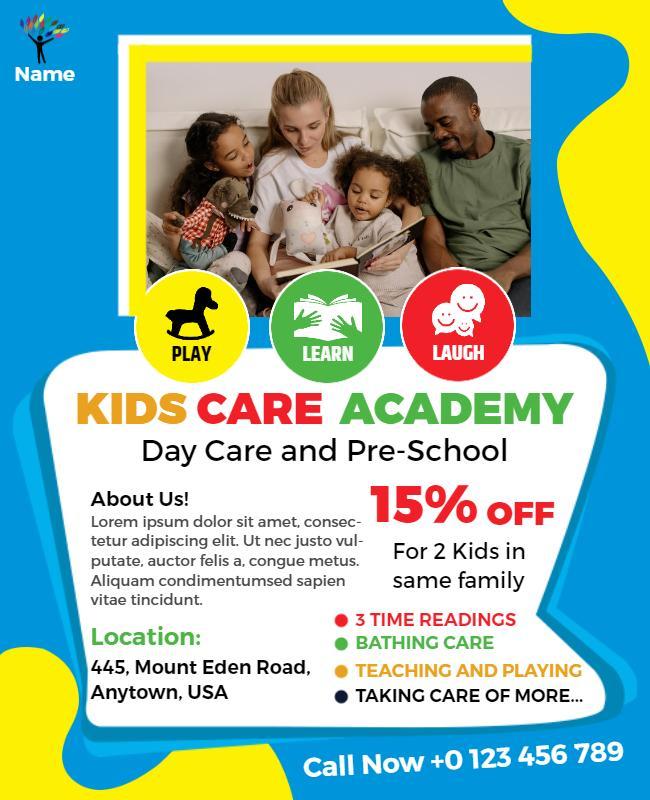 Kids Day Care and Preschool Services Flyer Template