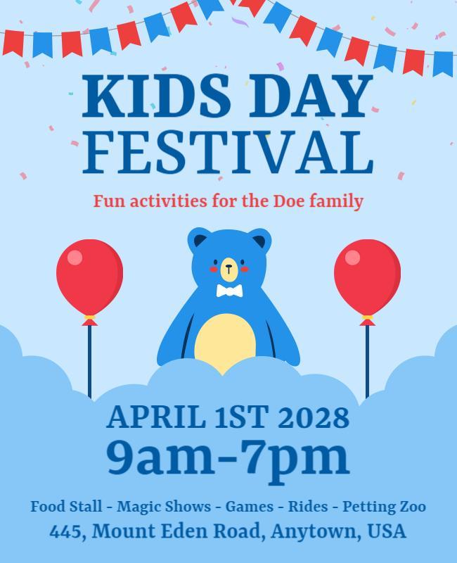 Kids Day Festival with Family Fun Activities Flyer Template