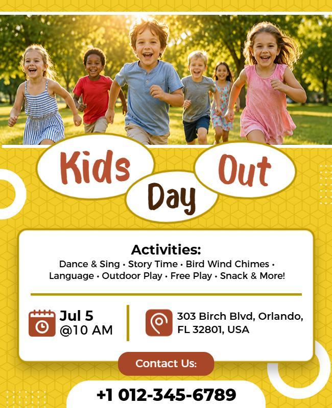 Kids Day Out Activities Event Flyer Template
