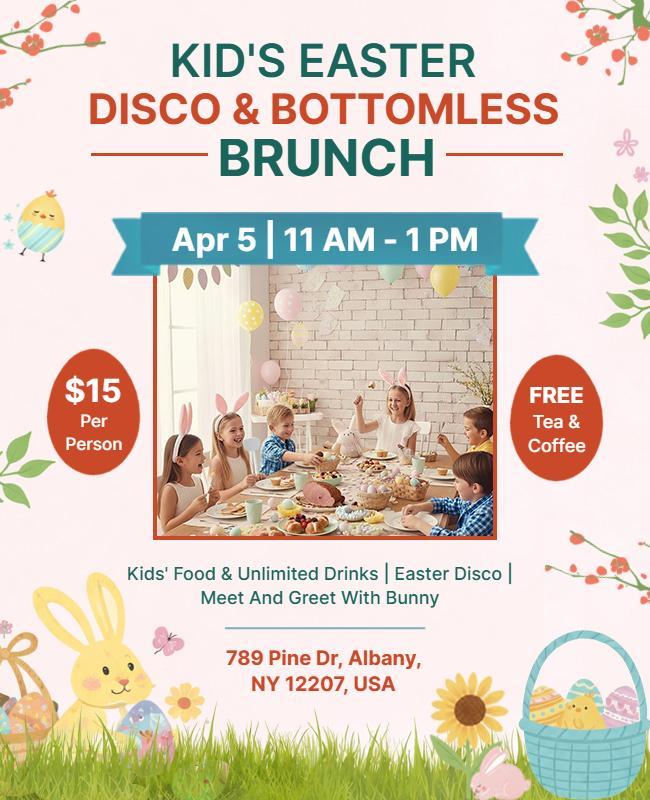 Kids Easter Brunch and Disco Event Flyer Template