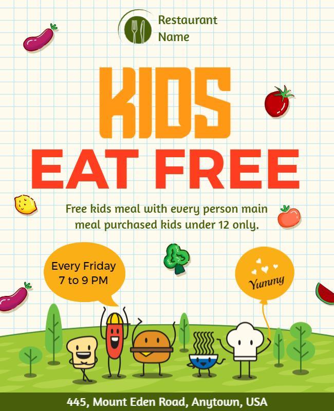 Kids Eat Free Promotion Flyer Template