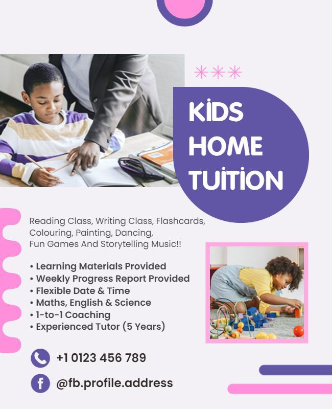 Kids Educational Home Tuition Services Flyer Template