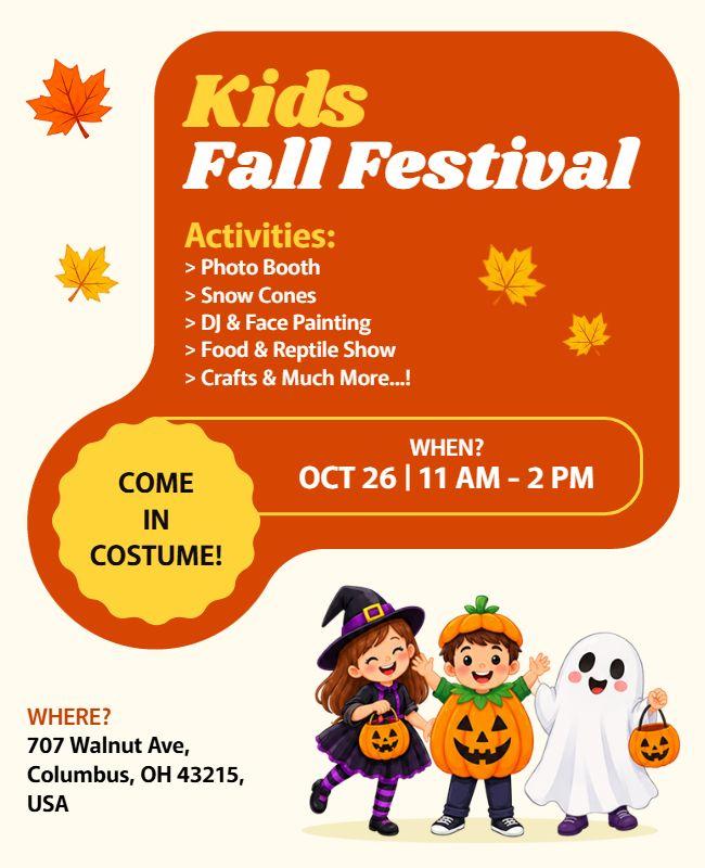 Kids Fall Festival Costume Event Flyer Template