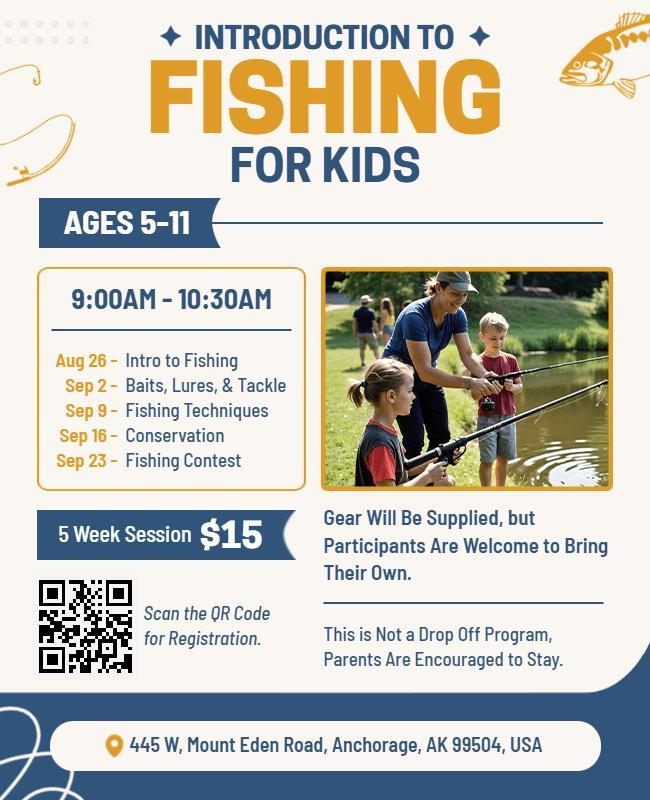 Kids Fishing Workshop Event Flyer Template