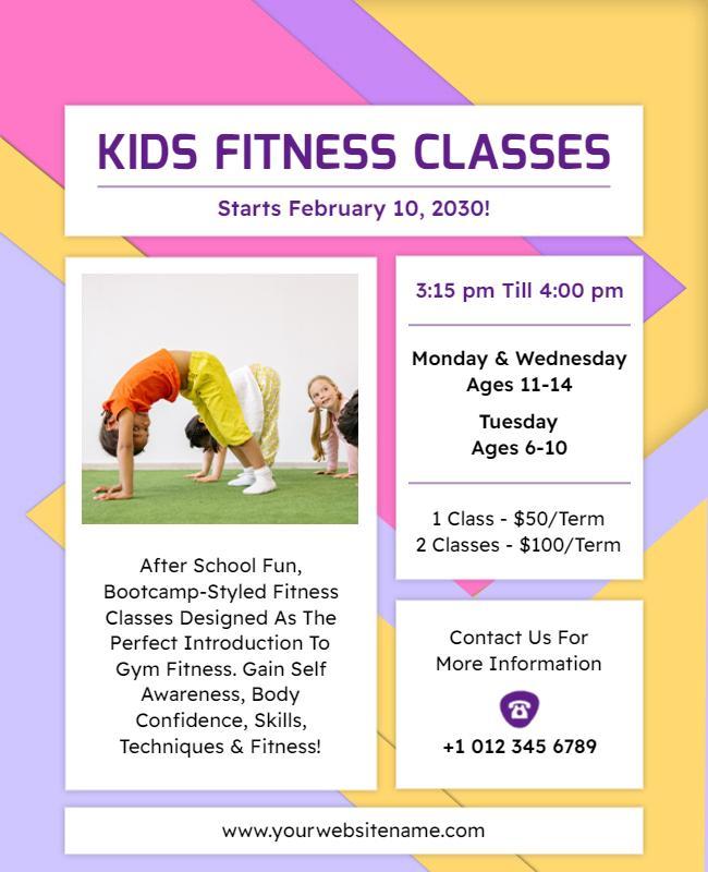 Kids Fitness Bootcamp Classes Flyer Template