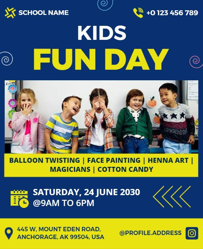 Kids Fun Day Event Activities Flyer Template