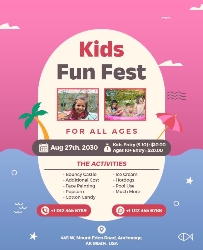 Colorful Tropical Kids Fun Fest Celebration Flyer Template