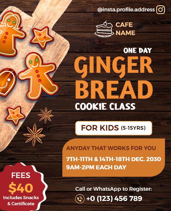 Kids Gingerbread Cookie Class Flyer Template