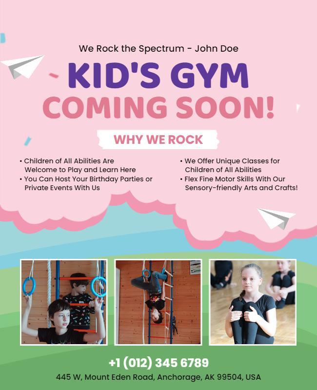 Kids Gym Opening Announcement Flyer Template