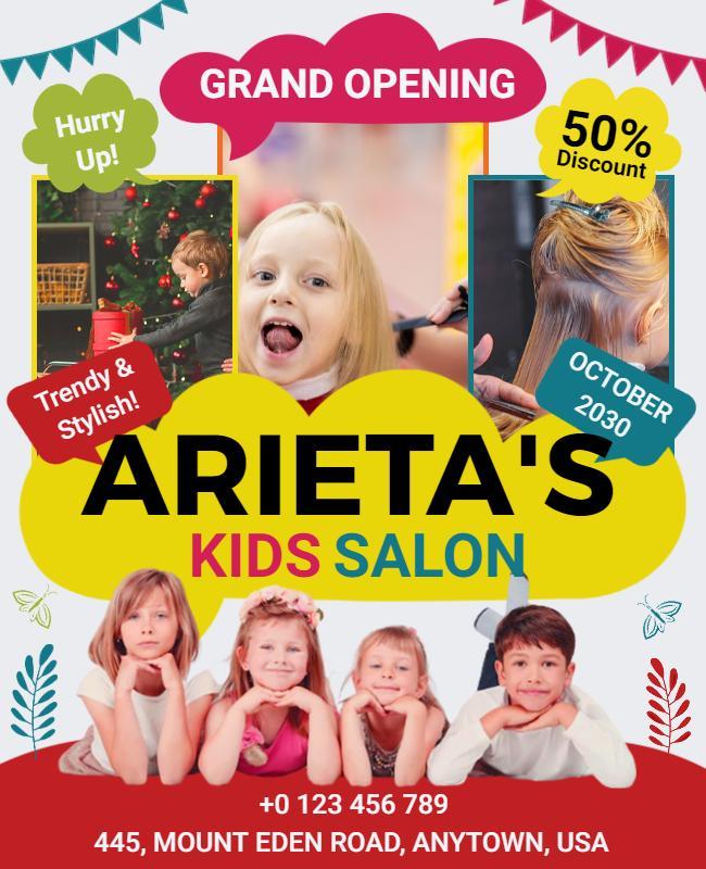 Kids Hair Salon Grand Opening Flyer Template