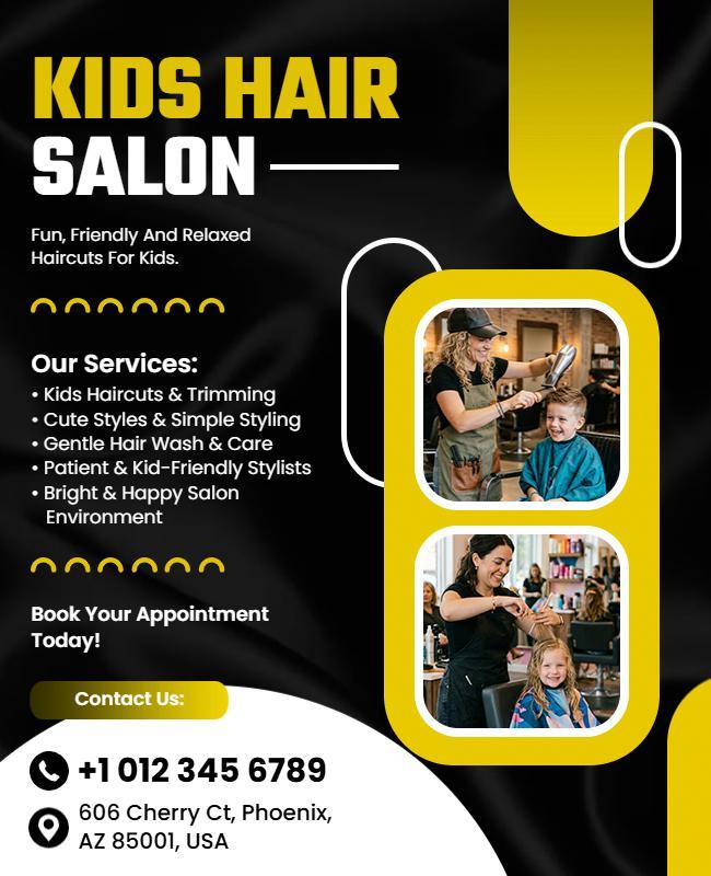 Kids Hair Salon Services Poster Template