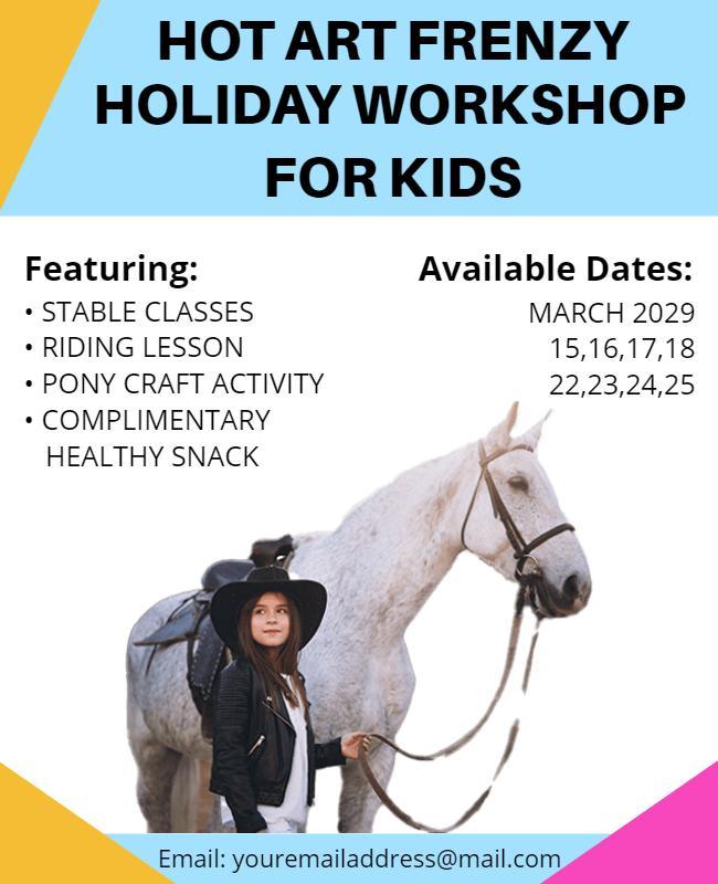 Kids Holiday Art and Riding Workshop Flyer Template