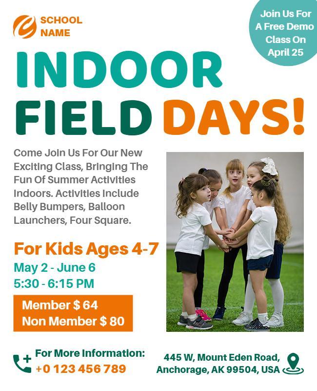 Kids Indoor Field Day Event Flyer Template