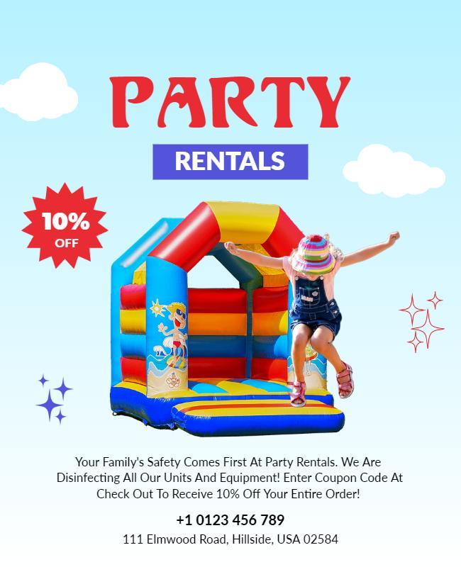 Kids Inflatable Bounce House Rental Flyer Template