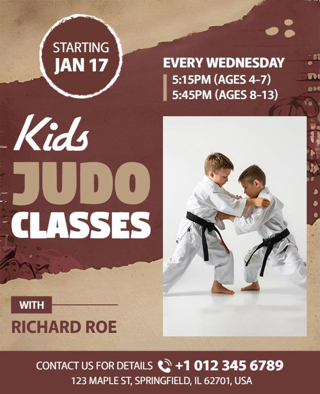 Kids Judo Training Classes Flyer Template