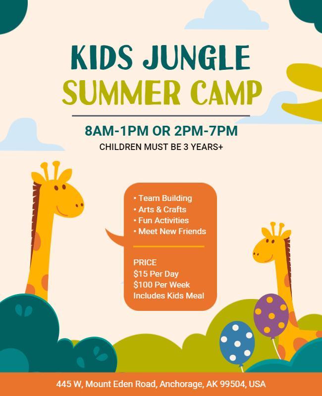 Kids Jungle Summer Camp Event Flyer Template