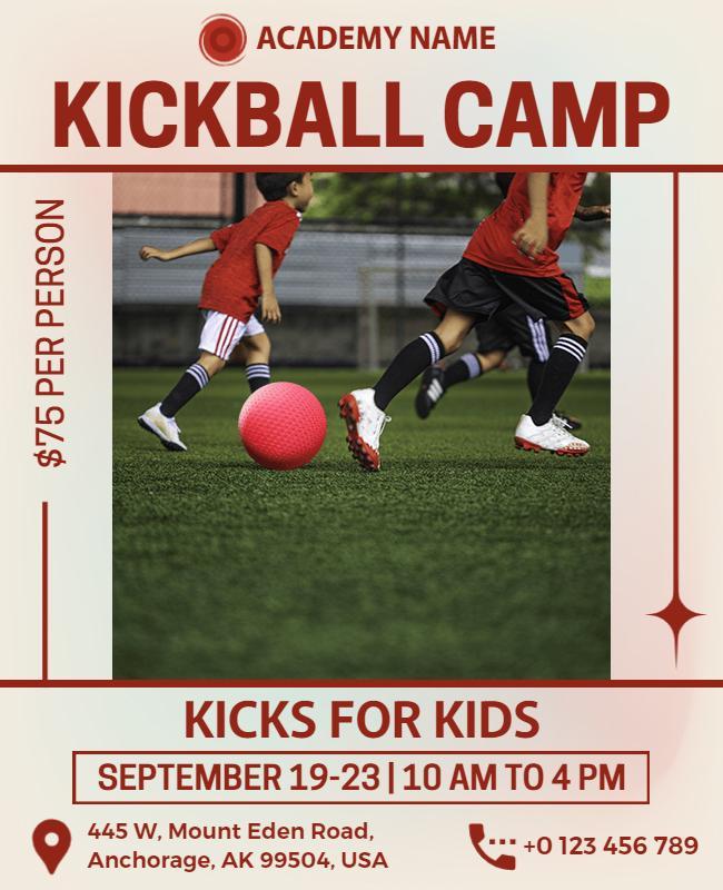 Kids Kickball Camp Promotional Flyer Template