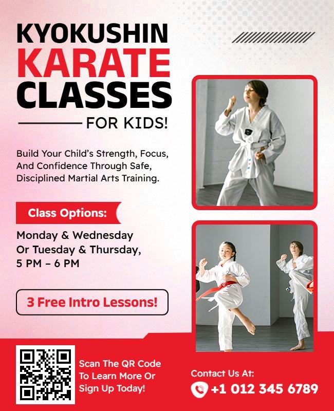 Kids Kyokushin Karate Classes Promotional Flyer Template