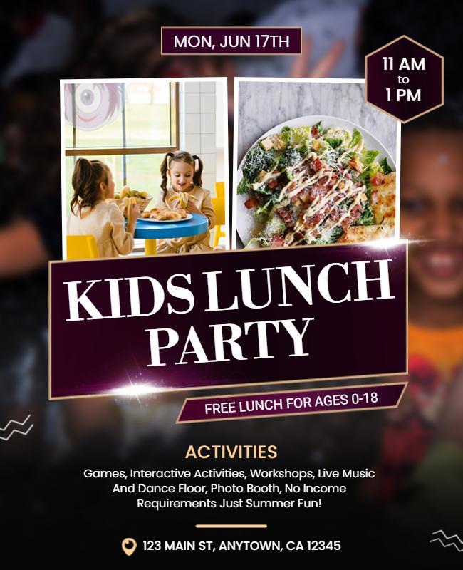 Kids Lunch Party Event Flyer Template