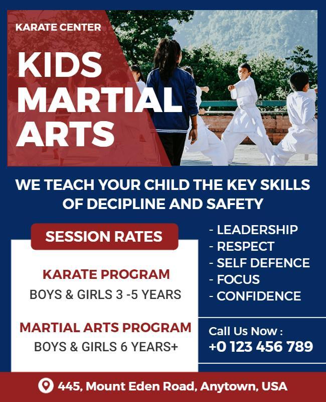 Kids Martial Arts Program Promotional Flyer Template