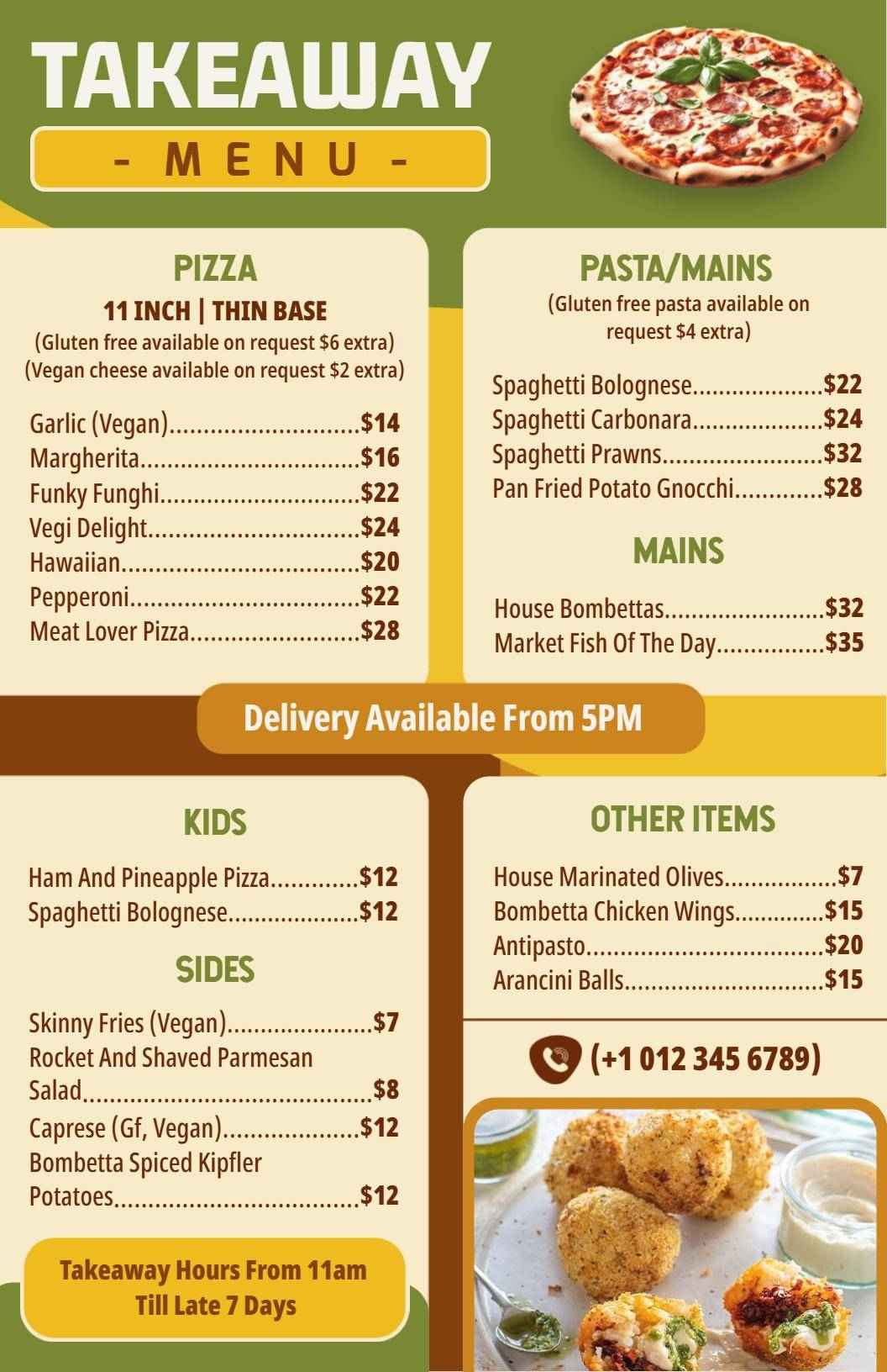 Kids' Meals and Family-Friendly Options Takeaway Menu Template