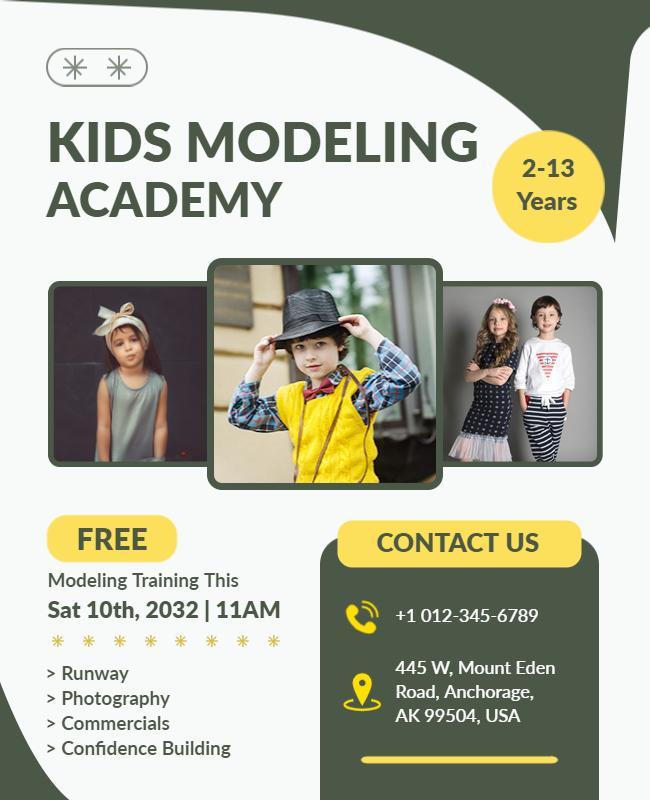 Kids Modeling Academy Training Event Flyer Template