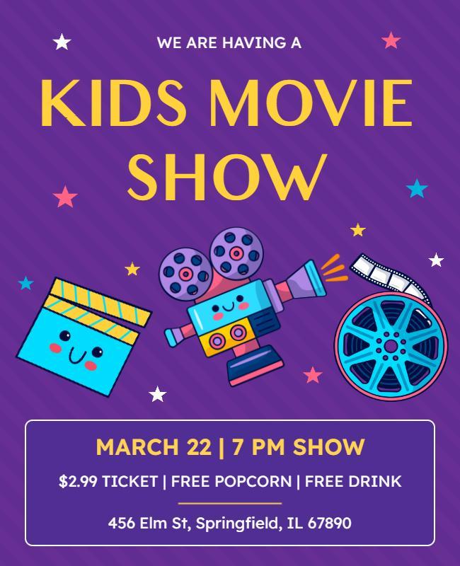 Kids Movie Night Entertainment Flyer Template