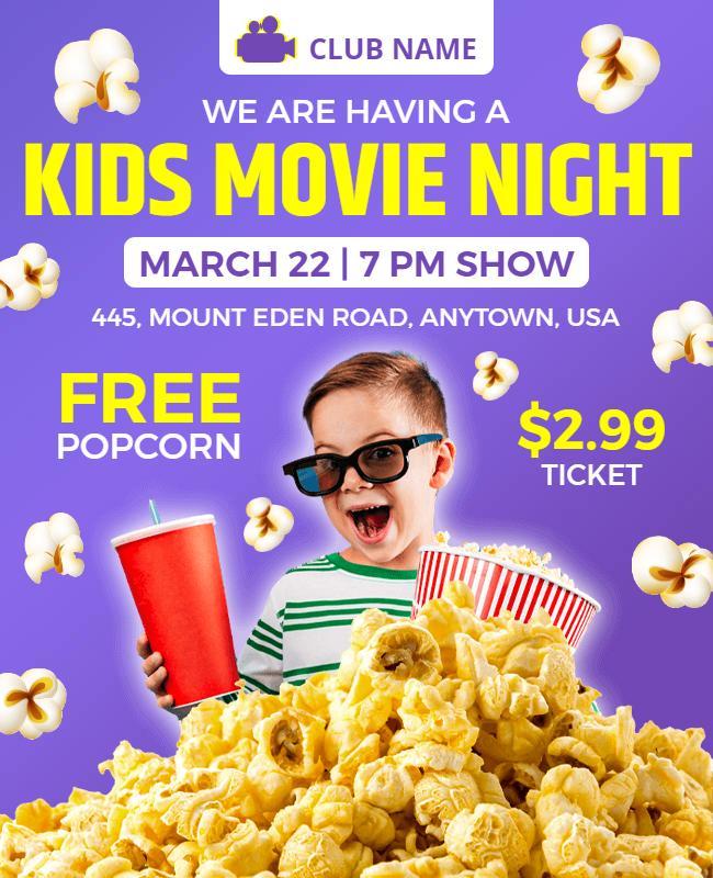 Kids Movie Night Event Flyer Template