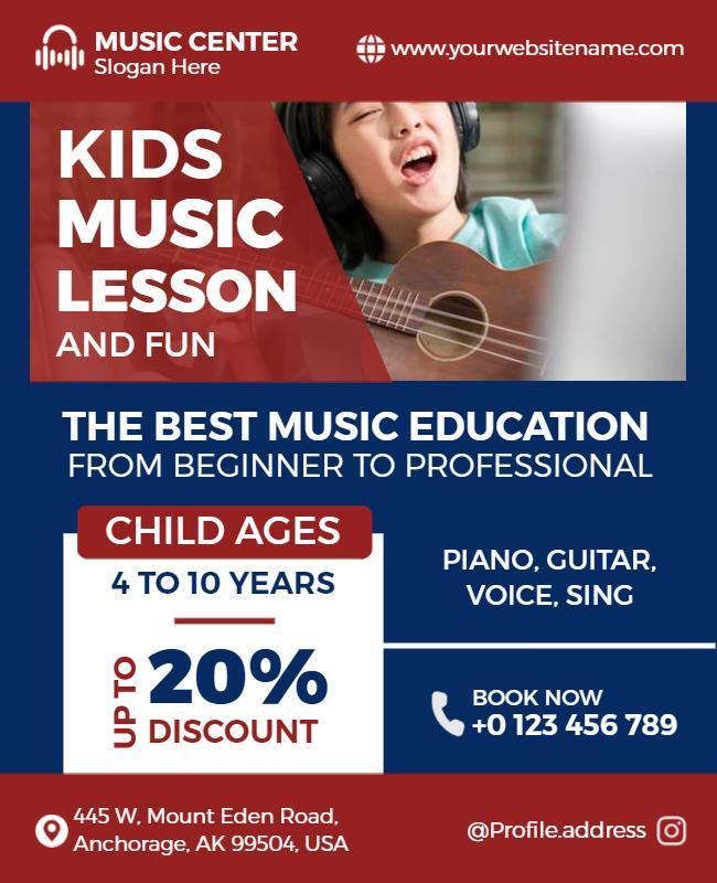 Kids Music Lessons Promotional Flyer Template