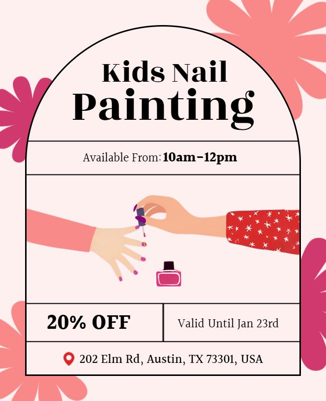 Kids Nail Painting Event Promotion Flyer Template