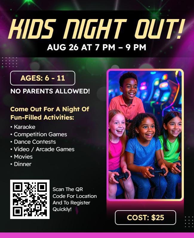 Kids Night Out Fun Activities Flyer Template