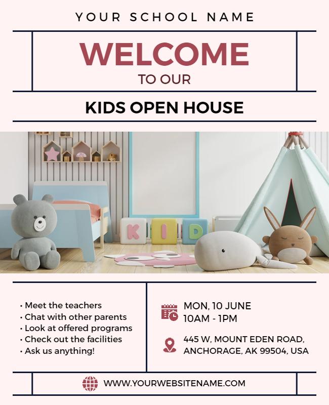 Kids Open House Event Invitation Flyer Template